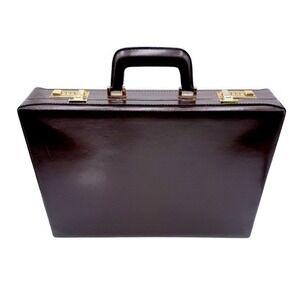 Franzen Top Grain Leather Briefcase Brown Suede Lined Attache Combo Lock